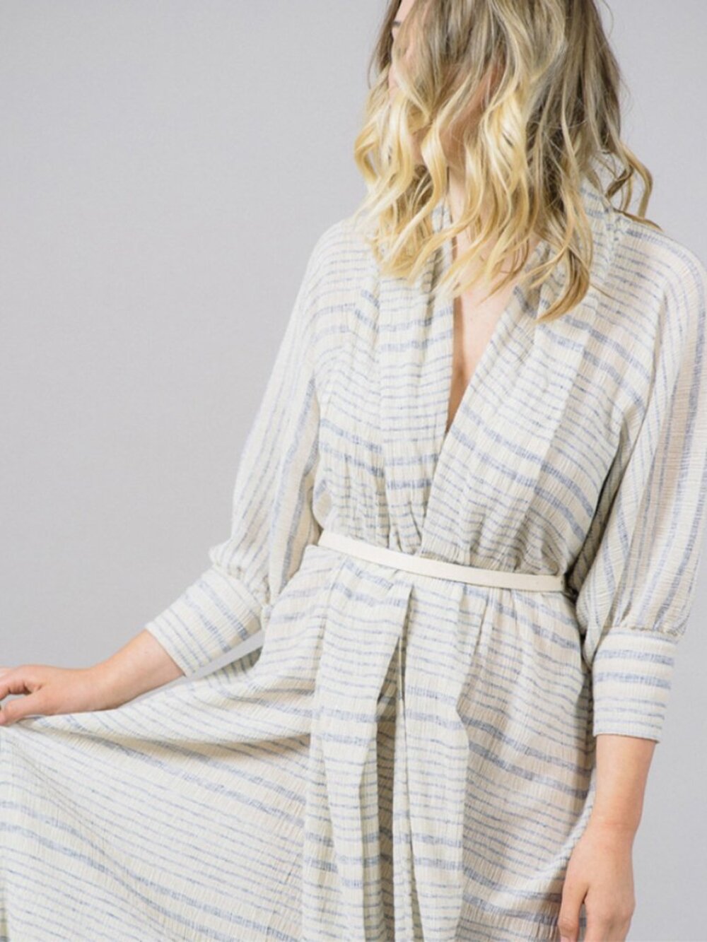 Rachel Comey Liber Caftan Dress | Ivory & Blue Stripes Size S/M
